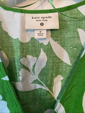 kate spade Green and White Floral V-Neck Dress